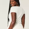 Ribbed Lace Placket Scoop Henley,Ribbed Lace Placket Scoop Henley