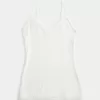 Ribbed Lace Trim Cami,Ribbed Lace Trim Cami