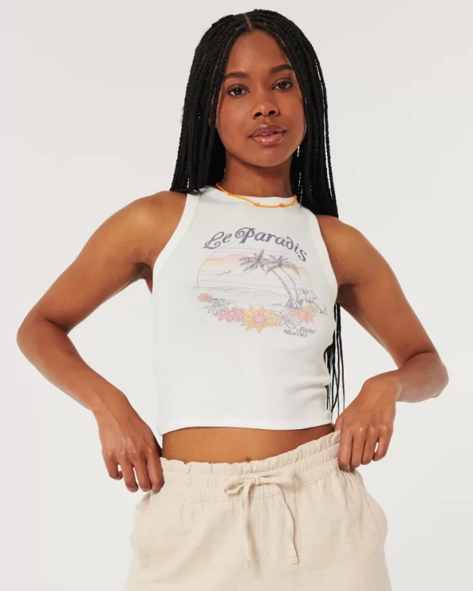 Ribbed Le Paradis Graphic High-Neck Tank,Ribbed Le Paradis Graphic High-Neck Tank