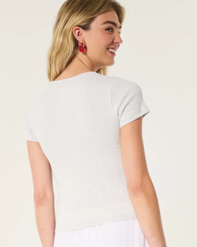 Ribbed Longer-Length Ma Chérie Graphic Baby Tee,Ribbed Longer-Length Ma Chérie Graphic Baby Tee