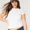Ribbed Seamless Fabric Crew Top,Ribbed Seamless Fabric Crew Top