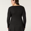 Ribbed Seamless Fabric Lace Trim Square-Neck Top,Ribbed Seamless Fabric Lace Trim Square-Neck Top
