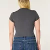 Ribbed Seamless Fabric Notch Neck Baby Tee,Ribbed Seamless Fabric Notch Neck Baby Tee