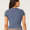 Ribbed Seamless Fabric Notch Neck Baby Tee,Ribbed Seamless Fabric Notch Neck Baby Tee