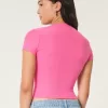 Ribbed Seamless Fabric Notch Neck Baby Tee,Ribbed Seamless Fabric Notch Neck Baby Tee