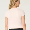 Ribbed Seamless Fabric Notch Neck Baby Tee,Ribbed Seamless Fabric Notch Neck Baby Tee