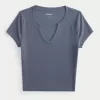 Ribbed Seamless Fabric Notch Neck Baby Tee,Ribbed Seamless Fabric Notch Neck Baby Tee