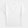 Ribbed Seamless Fabric Notch Neck Baby Tee,Ribbed Seamless Fabric Notch Neck Baby Tee