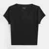 Ribbed Seamless Fabric Notch Neck Baby Tee,Ribbed Seamless Fabric Notch Neck Baby Tee