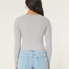 Ribbed Seamless Fabric Notch-Neck Top,Ribbed Seamless Fabric Notch-Neck Top Ribbed Seamless Fabric Notch-Neck Top,Ribbed Seamless Fabric Notch-Neck Top