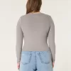 Ribbed Seamless Fabric Notch-Neck Top,Ribbed Seamless Fabric Notch-Neck Top