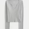 Ribbed Seamless Fabric Notch-Neck Top,Ribbed Seamless Fabric Notch-Neck Top Ribbed Seamless Fabric Notch-Neck Top,Ribbed Seamless Fabric Notch-Neck Top