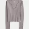 Ribbed Seamless Fabric Notch-Neck Top,Ribbed Seamless Fabric Notch-Neck Top