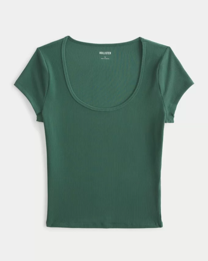 Ribbed Seamless Fabric Scoop Baby Tee,Ribbed Seamless Fabric Scoop Baby Tee