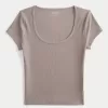 Ribbed Seamless Fabric Scoop Baby Tee,Ribbed Seamless Fabric Scoop Baby Tee