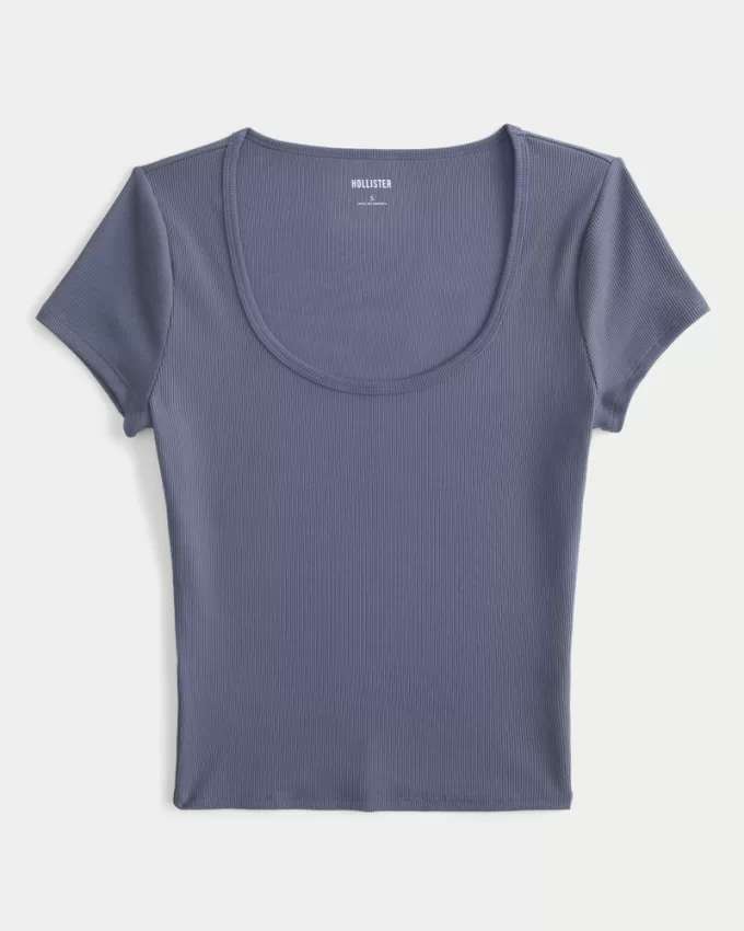 Ribbed Seamless Fabric Scoop Baby Tee,Ribbed Seamless Fabric Scoop Baby Tee