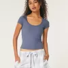 Ribbed Seamless Fabric Scoop Baby Tee,Ribbed Seamless Fabric Scoop Baby Tee