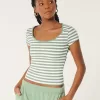 Ribbed Seamless Fabric Scoop Baby Tee,Ribbed Seamless Fabric Scoop Baby Tee