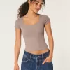 Ribbed Seamless Fabric Scoop Baby Tee,Ribbed Seamless Fabric Scoop Baby Tee