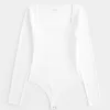 Ribbed Seamless Fabric Square-Neck Bodysuit,Ribbed Seamless Fabric Square-Neck Bodysuit