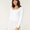 Ribbed Seamless Fabric Square-Neck Bodysuit,Ribbed Seamless Fabric Square-Neck Bodysuit
