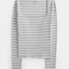 Ribbed Seamless Fabric Square-Neck Top,Ribbed Seamless Fabric Square-Neck Top