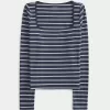 Ribbed Seamless Fabric Square-Neck Top,Ribbed Seamless Fabric Square-Neck Top