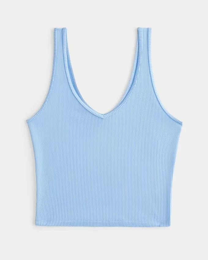 Ribbed Seamless Fabric V-Neck Tank,Ribbed Seamless Fabric V-Neck Tank