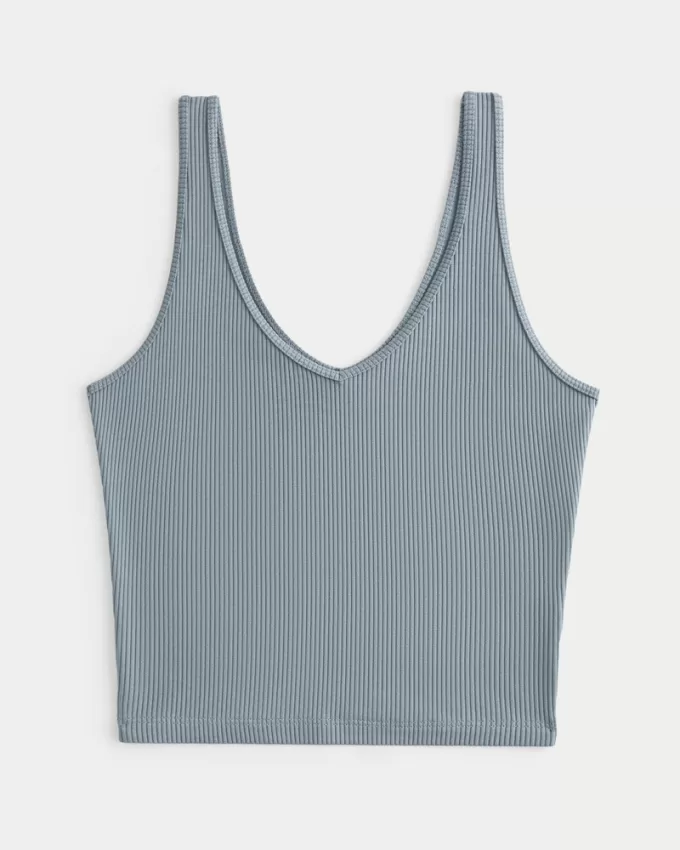 Ribbed Seamless Fabric V-Neck Tank,Ribbed Seamless Fabric V-Neck Tank