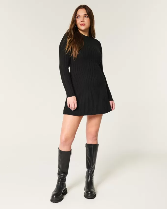 Ribbed Skater Mini Sweater Dress,Ribbed Skater Mini Sweater Dress Ribbed Skater Mini Sweater Dress,Ribbed Skater Mini Sweater Dress