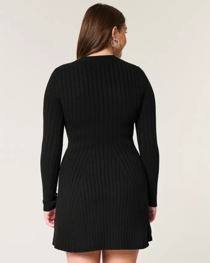 Ribbed Skater Mini Sweater Dress,Ribbed Skater Mini Sweater Dress Ribbed Skater Mini Sweater Dress,Ribbed Skater Mini Sweater Dress