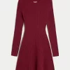Ribbed Skater Mini Sweater Dress,Ribbed Skater Mini Sweater Dress Ribbed Skater Mini Sweater Dress,Ribbed Skater Mini Sweater Dress