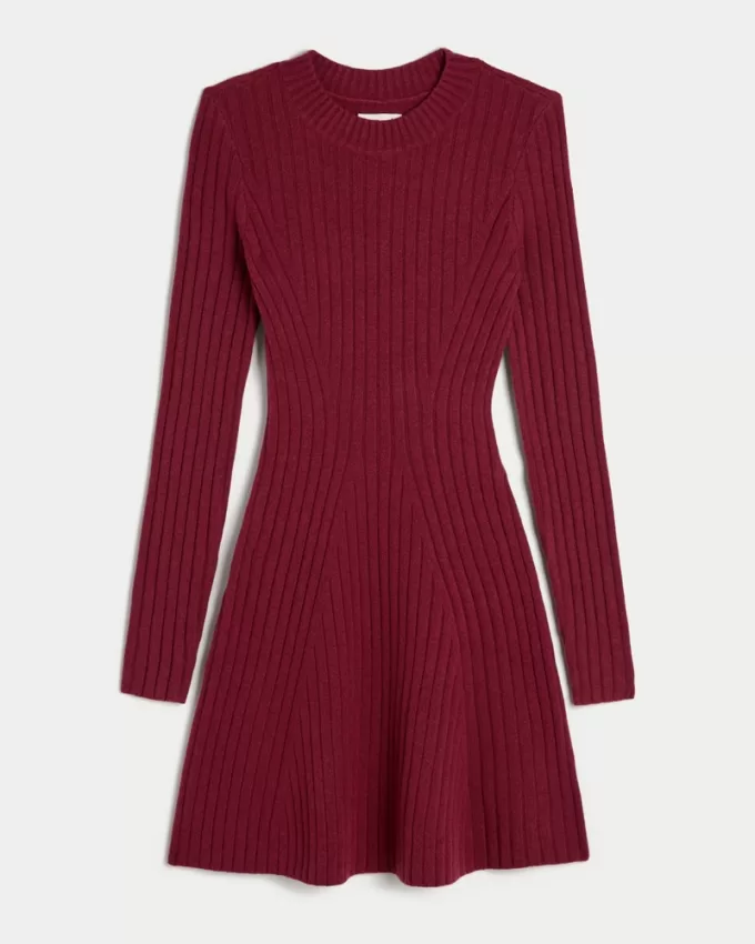 Ribbed Skater Mini Sweater Dress,Ribbed Skater Mini Sweater Dress Ribbed Skater Mini Sweater Dress,Ribbed Skater Mini Sweater Dress