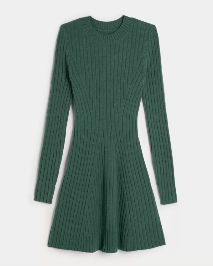 Ribbed Skater Mini Sweater Dress,Ribbed Skater Mini Sweater Dress Ribbed Skater Mini Sweater Dress,Ribbed Skater Mini Sweater Dress