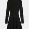 Ribbed Skater Mini Sweater Dress,Ribbed Skater Mini Sweater Dress Ribbed Skater Mini Sweater Dress,Ribbed Skater Mini Sweater Dress