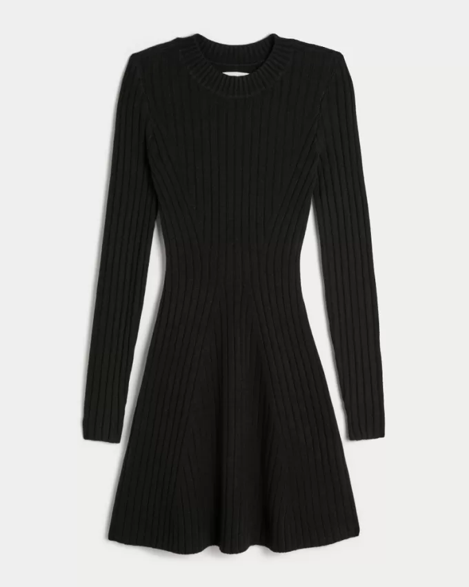 Ribbed Skater Mini Sweater Dress,Ribbed Skater Mini Sweater Dress Ribbed Skater Mini Sweater Dress,Ribbed Skater Mini Sweater Dress