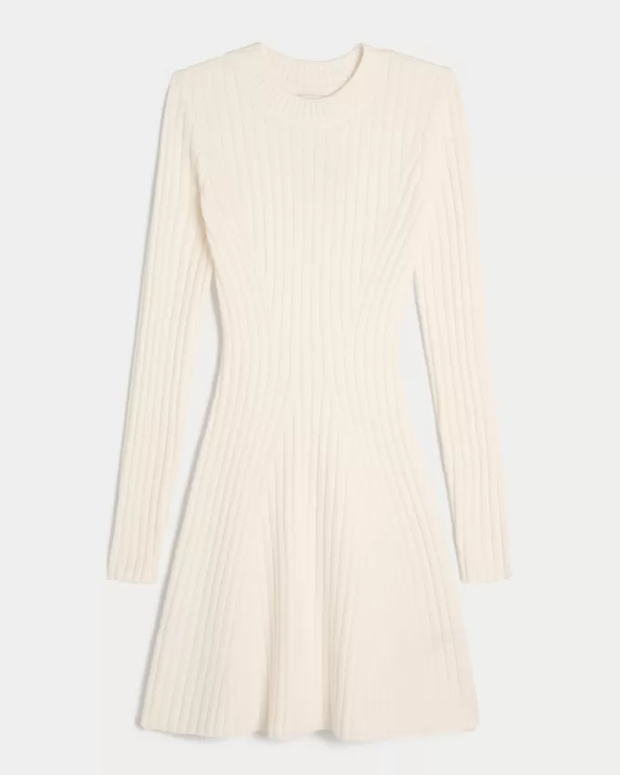Ribbed Skater Mini Sweater Dress,Ribbed Skater Mini Sweater Dress Ribbed Skater Mini Sweater Dress,Ribbed Skater Mini Sweater Dress