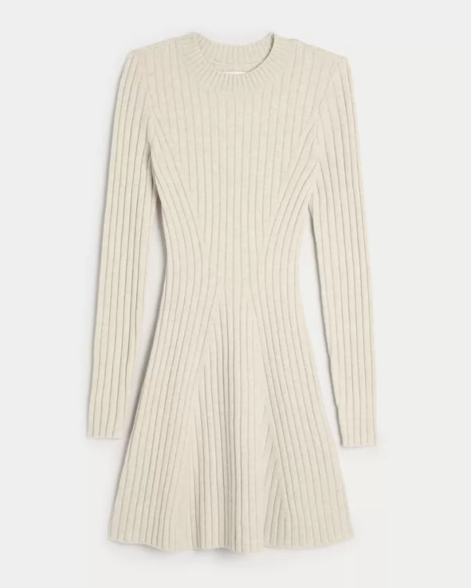 Ribbed Skater Mini Sweater Dress,Ribbed Skater Mini Sweater Dress Ribbed Skater Mini Sweater Dress,Ribbed Skater Mini Sweater Dress