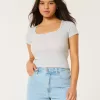 Ribbed Square-Neck Baby Tee,Ribbed Square-Neck Baby Tee Ribbed Square-Neck Baby Tee,Ribbed Square-Neck Baby Tee