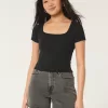 Ribbed Square-Neck Baby Tee,Ribbed Square-Neck Baby Tee Ribbed Square-Neck Baby Tee,Ribbed Square-Neck Baby Tee
