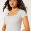 Ribbed Square-Neck Baby Tee,Ribbed Square-Neck Baby Tee Ribbed Square-Neck Baby Tee,Ribbed Square-Neck Baby Tee