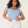 Ribbed Square-Neck Baby Tee,Ribbed Square-Neck Baby Tee