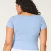 Ribbed Square-Neck Baby Tee,Ribbed Square-Neck Baby Tee