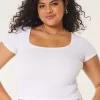 Ribbed Square-Neck Baby Tee,Ribbed Square-Neck Baby Tee Ribbed Square-Neck Baby Tee,Ribbed Square-Neck Baby Tee