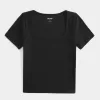 Ribbed Square-Neck Baby Tee,Ribbed Square-Neck Baby Tee Ribbed Square-Neck Baby Tee,Ribbed Square-Neck Baby Tee