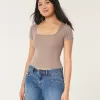 Ribbed Square-Neck Baby Tee,Ribbed Square-Neck Baby Tee Ribbed Square-Neck Baby Tee,Ribbed Square-Neck Baby Tee