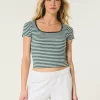Ribbed Square-Neck Baby Tee,Ribbed Square-Neck Baby Tee Ribbed Square-Neck Baby Tee,Ribbed Square-Neck Baby Tee
