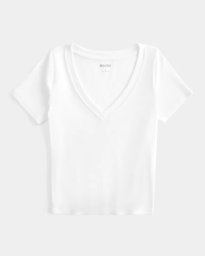 Ribbed V-Neck Top,Ribbed V-Neck Top Ribbed V-Neck Top,Ribbed V-Neck Top