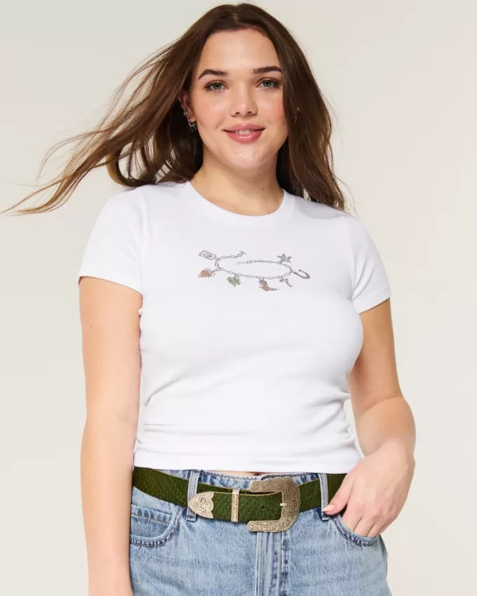 Ribbed Western Graphic Crew Baby Tee,Ribbed Western Graphic Crew Baby Tee Ribbed Western Graphic Crew Baby Tee,Ribbed Western Graphic Crew Baby Tee
