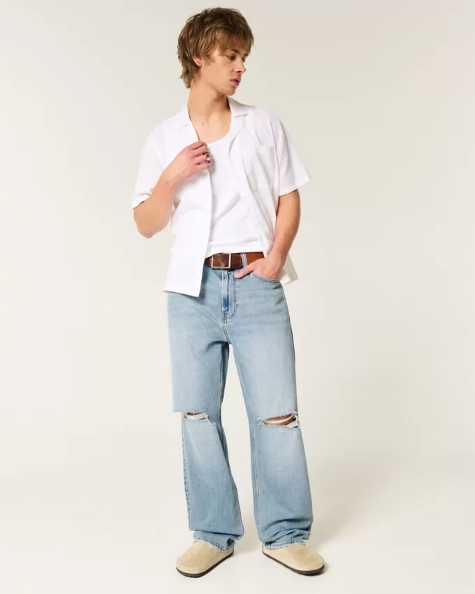 Ripped Medium Wash Baggy Jeans,Ripped Medium Wash Baggy Jeans Ripped Medium Wash Baggy Jeans,Ripped Medium Wash Baggy Jeans